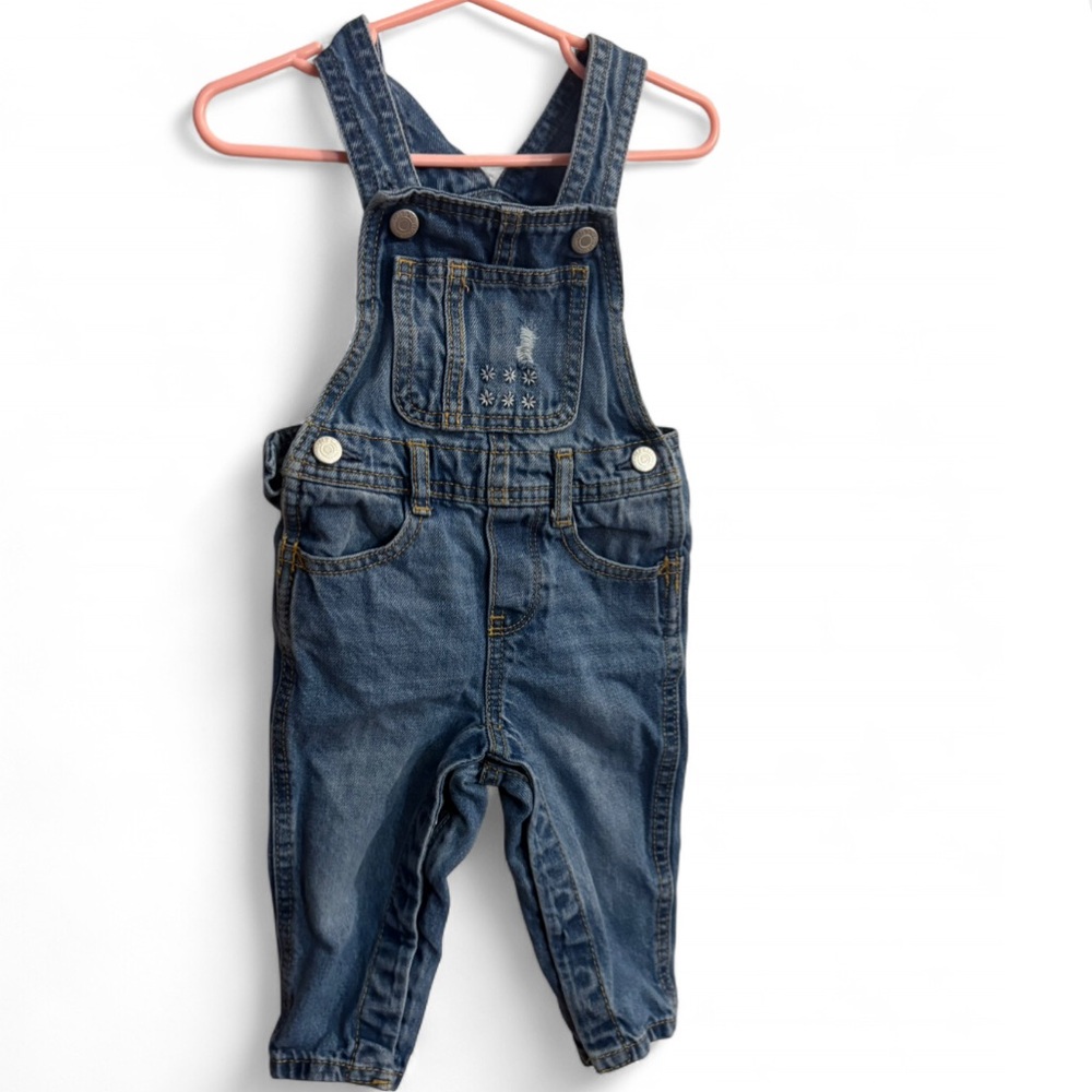 Old Navy Embroidered Daisy Overalls